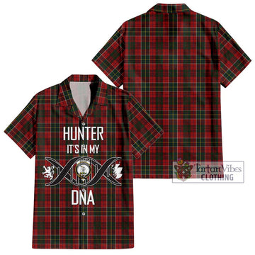 Hunter USA Tartan Short Sleeve Button Shirt with Family Crest DNA In Me Style