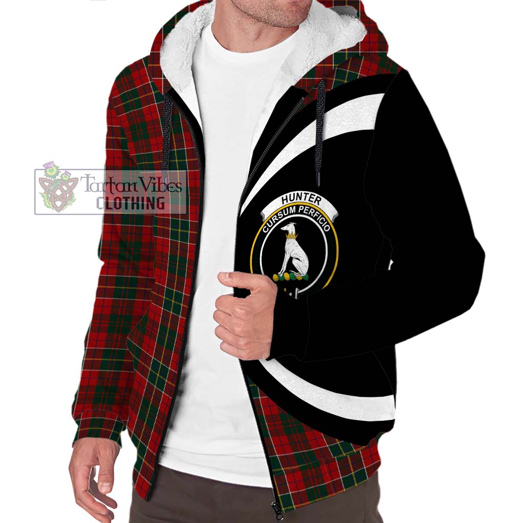 Hunter USA Tartan Sherpa Hoodie with Family Crest Circle Style Unisex S - Tartan Vibes Clothing