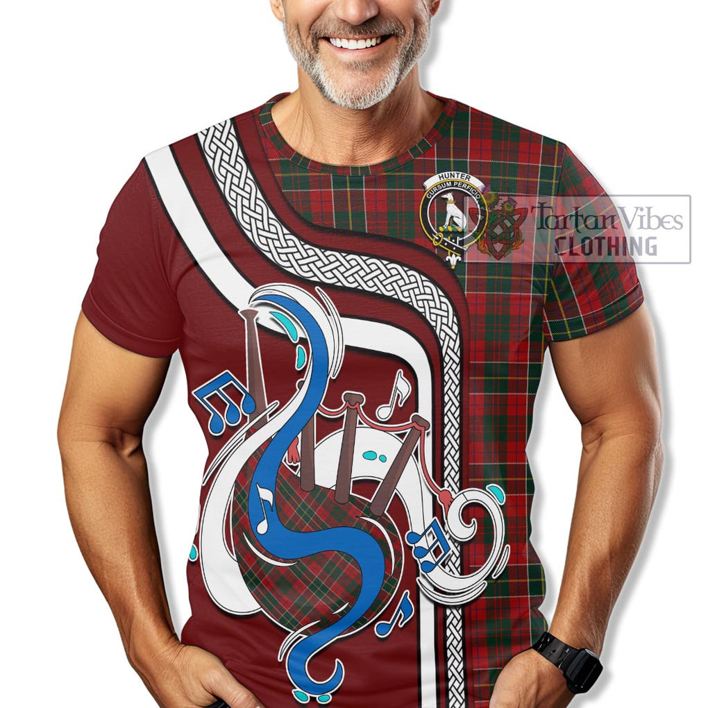 Hunter USA Tartan T-Shirt with Epic Bagpipe Style Kid's Shirt - Tartanvibesclothing Shop