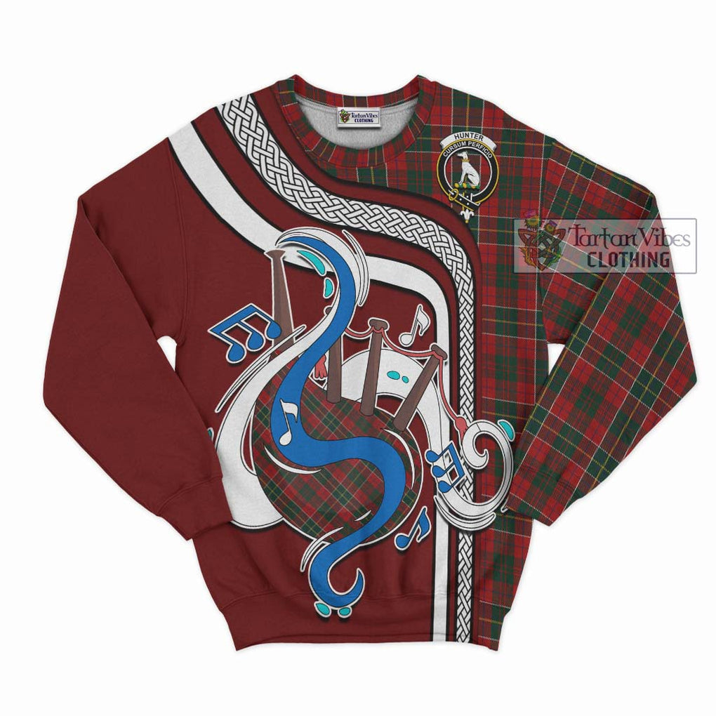 Tartan Vibes Clothing Hunter USA Tartan Sweatshirt with Epic Bagpipe Style