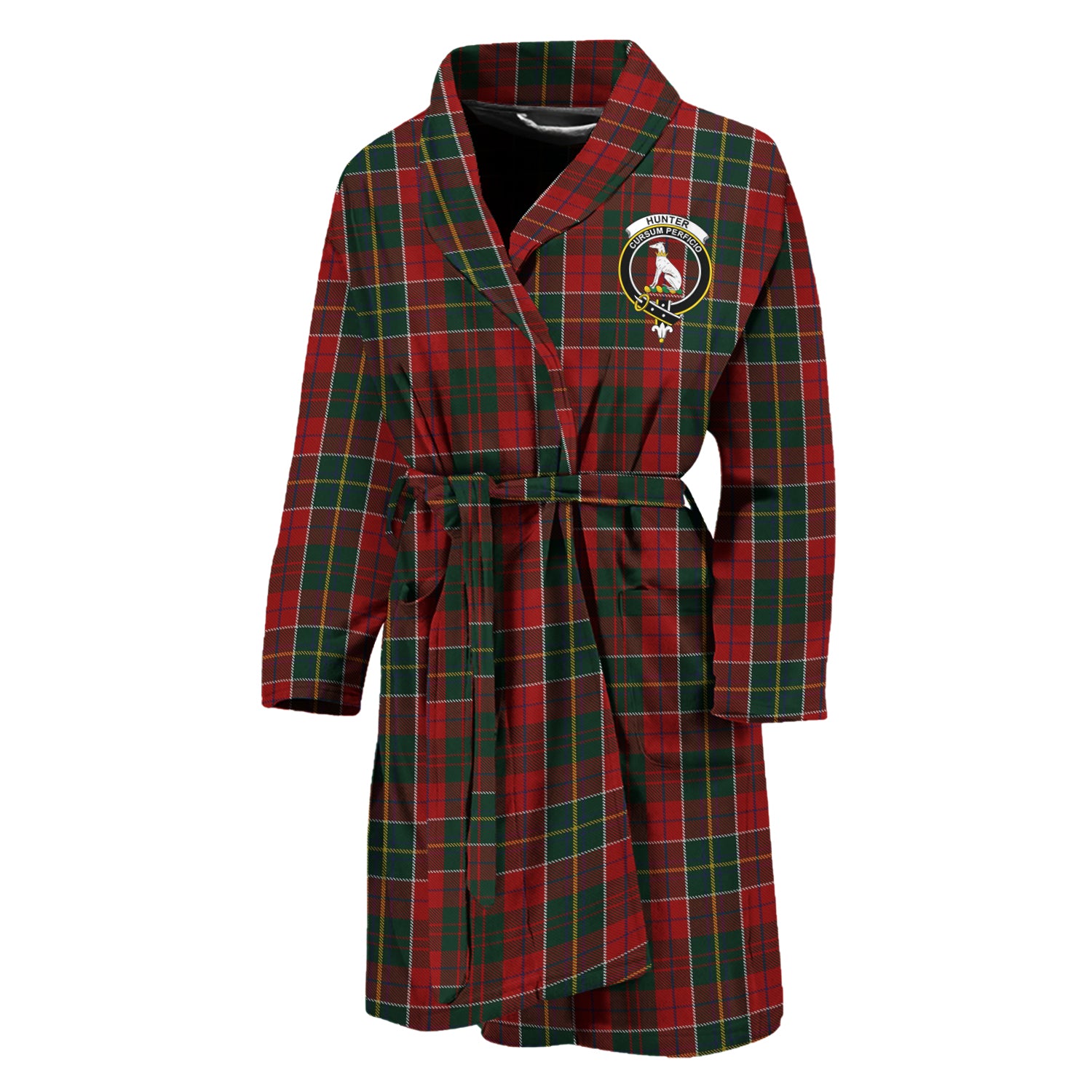 Hunter USA Tartan Bathrobe with Family Crest Unisex M - Tartan Vibes Clothing