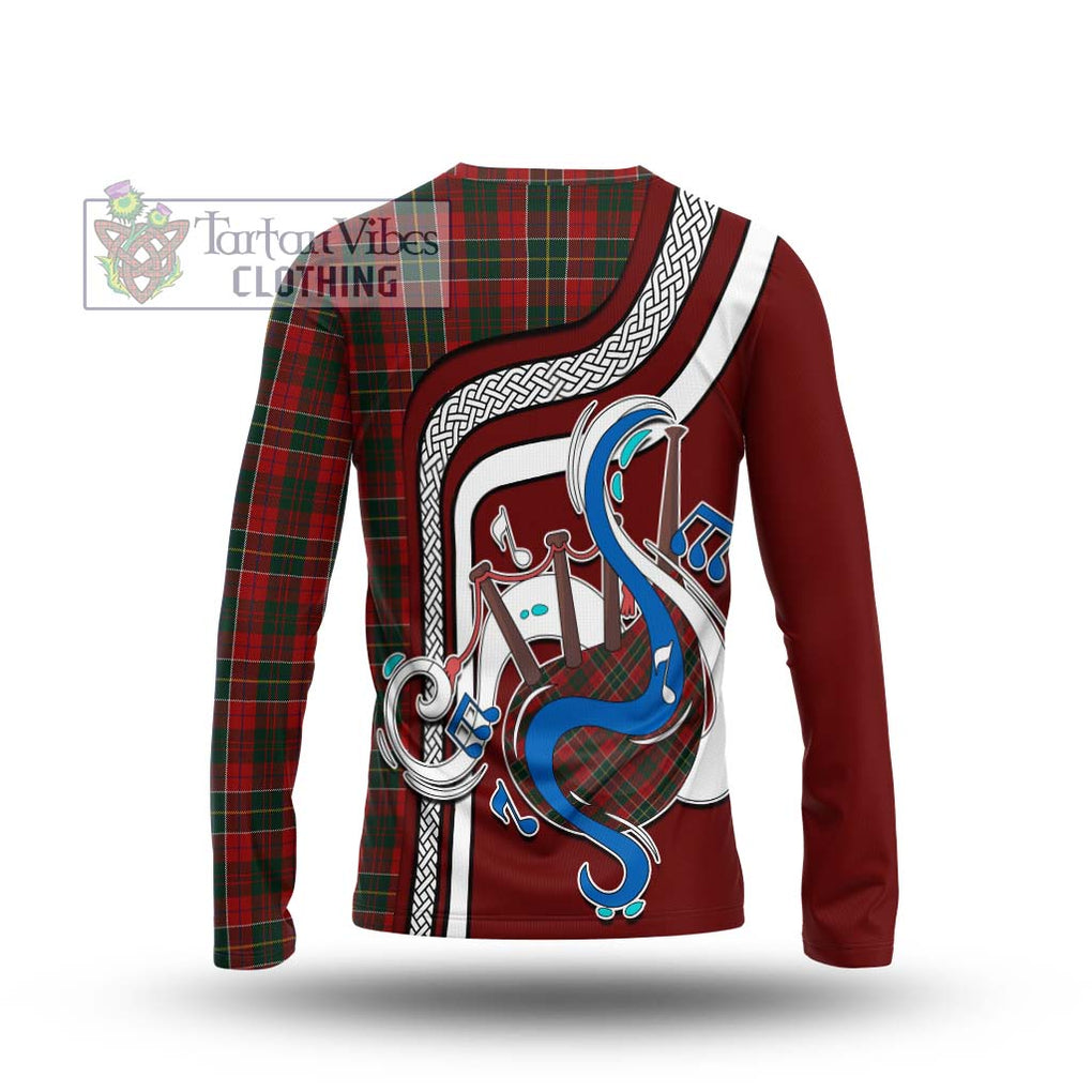 Tartan Vibes Clothing Hunter USA Tartan Long Sleeve T-Shirt with Epic Bagpipe Style