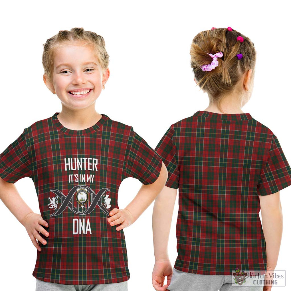 Hunter USA Tartan Kid T-Shirt with Family Crest DNA In Me Style - Tartanvibesclothing Shop