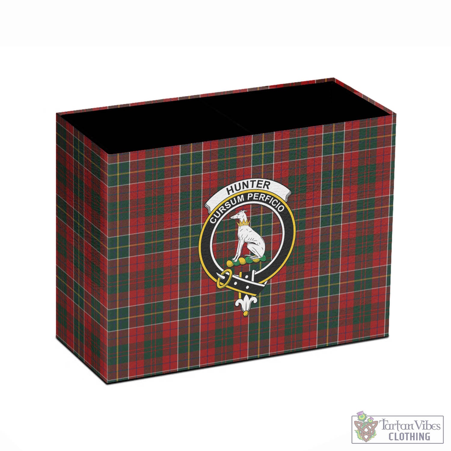 Tartan Vibes Clothing Hunter USA Tartan Pen Holder with Family Crest