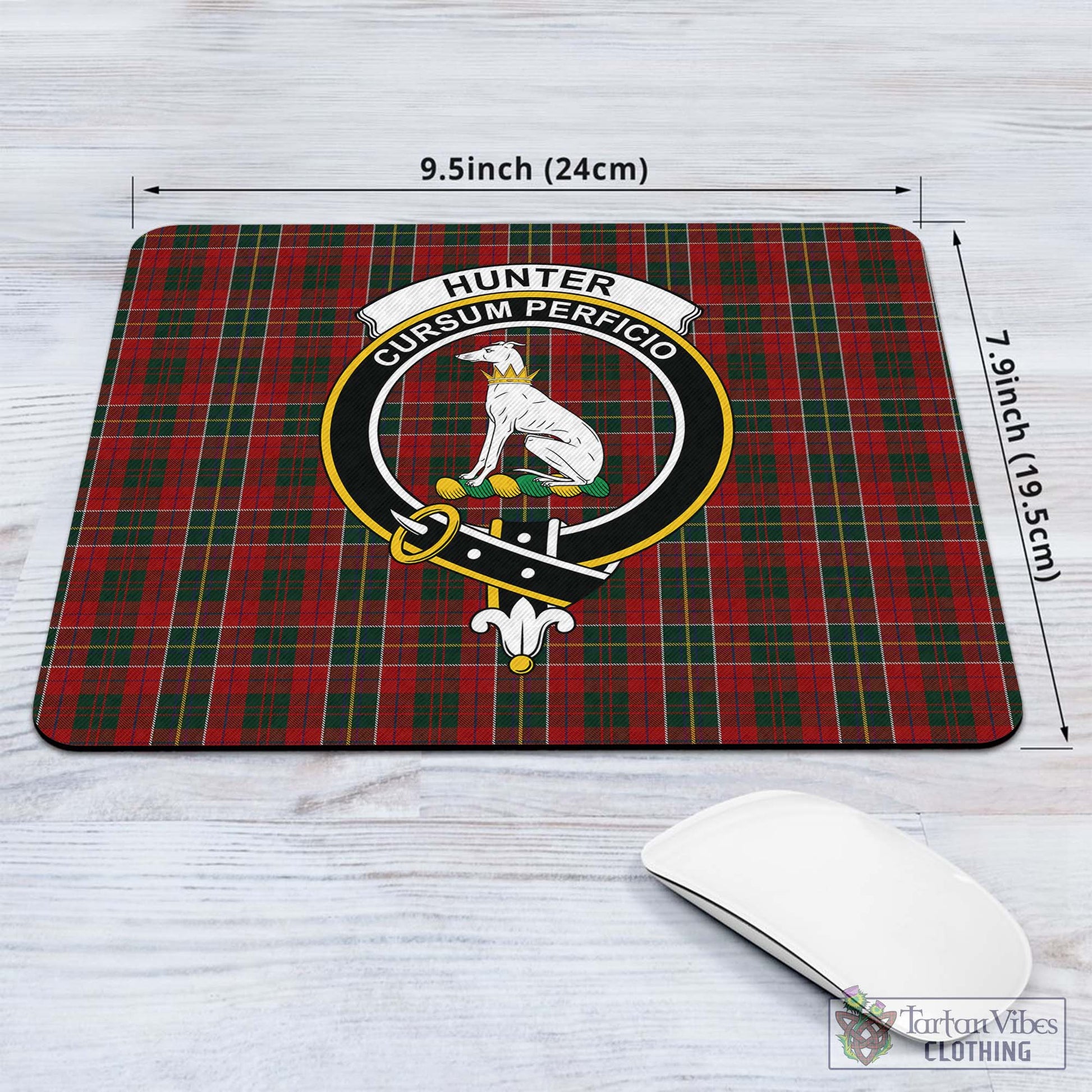 Tartan Vibes Clothing Hunter USA Tartan Mouse Pad with Family Crest