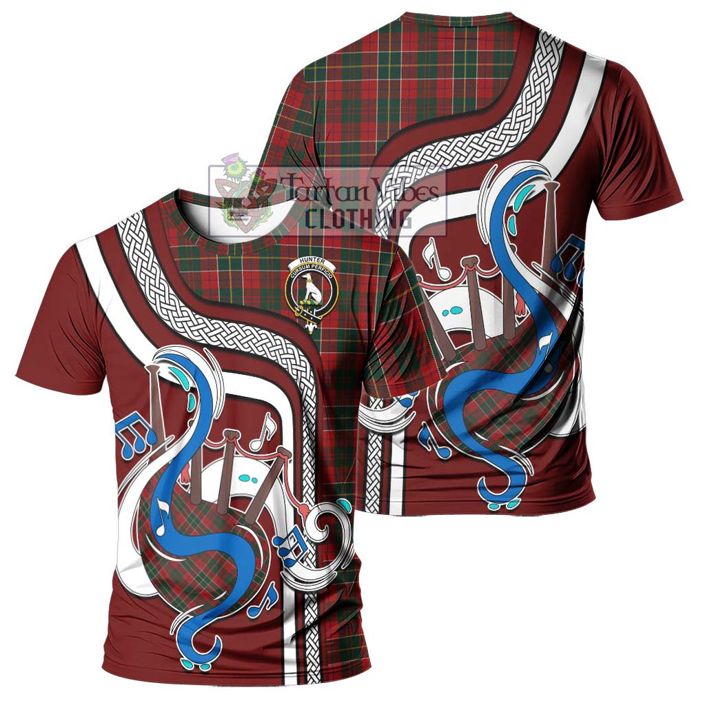 Hunter USA Tartan T-Shirt with Epic Bagpipe Style - Tartanvibesclothing Shop