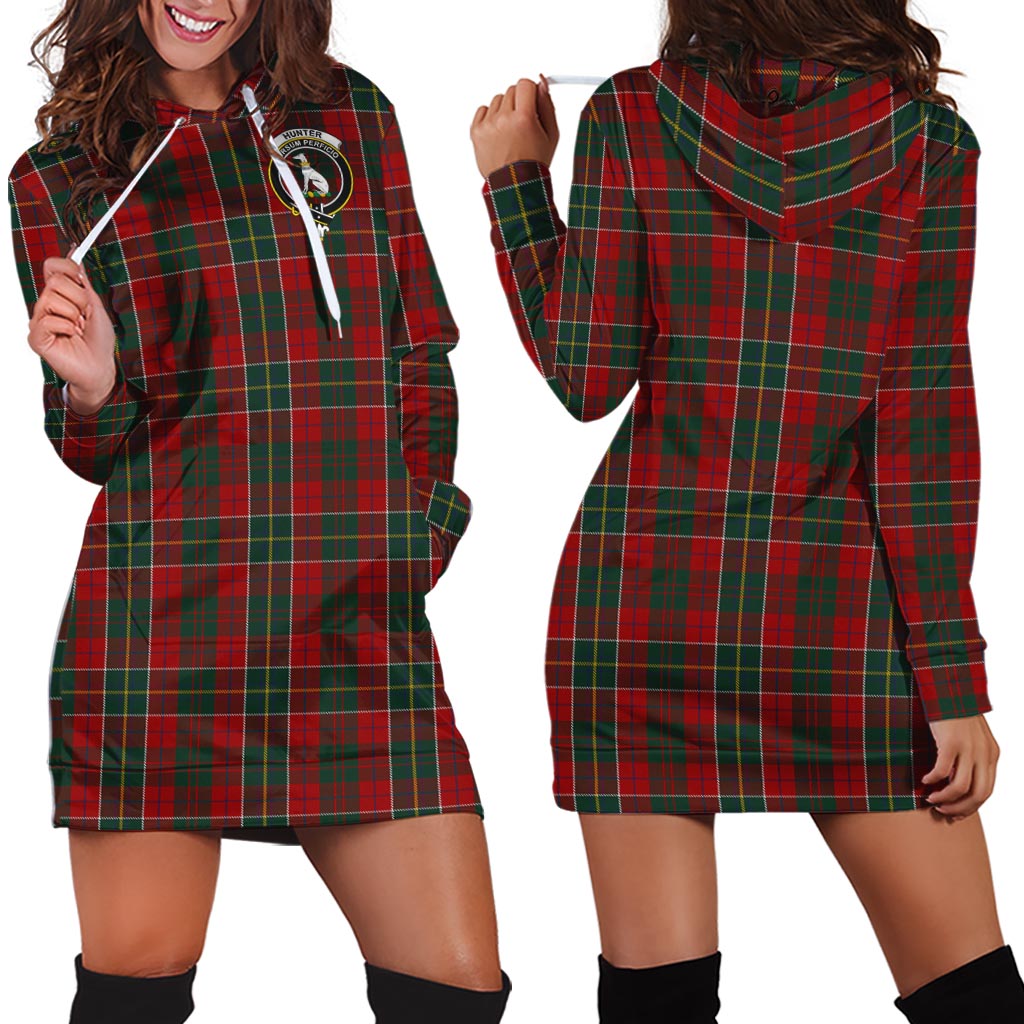 Hunter USA Tartan Hoodie Dress with Family Crest - Tartan Vibes Clothing