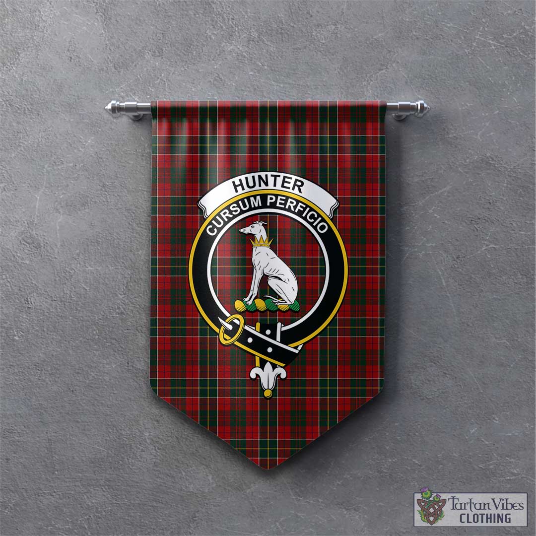 Tartan Vibes Clothing Hunter USA Tartan Gonfalon, Tartan Banner with Family Crest