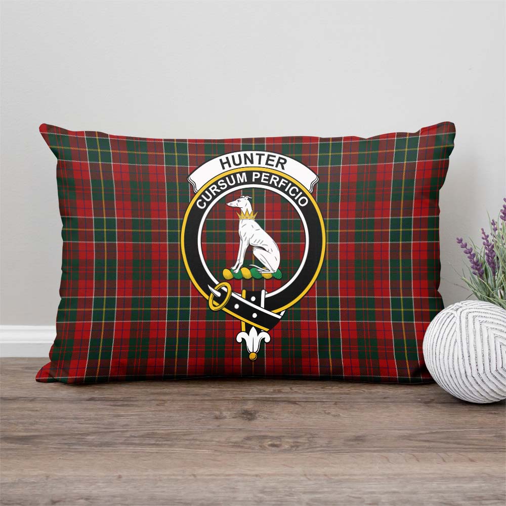 Hunter USA Tartan Pillow Cover with Family Crest Rectangle Pillow Cover - Tartanvibesclothing