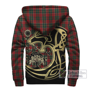 Hunter USA Tartan Sherpa Hoodie with Family Crest Celtic Wolf Style