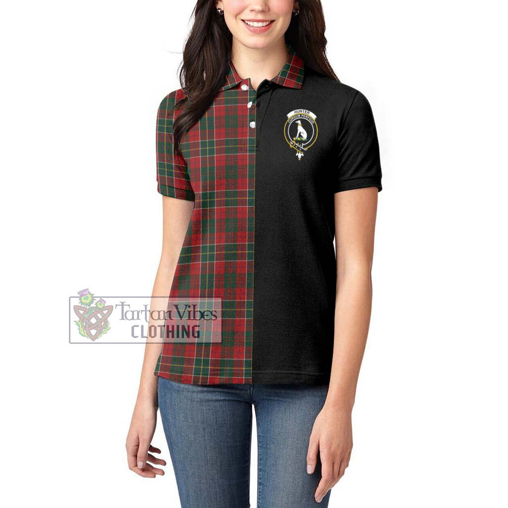 Hunter USA Tartan Women's Polo Shirt with Family Crest and Half Of Me Style - Tartanvibesclothing Shop