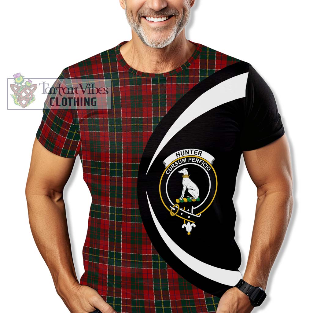 Tartan Vibes Clothing Hunter USA Tartan T-Shirt with Family Crest Circle Style