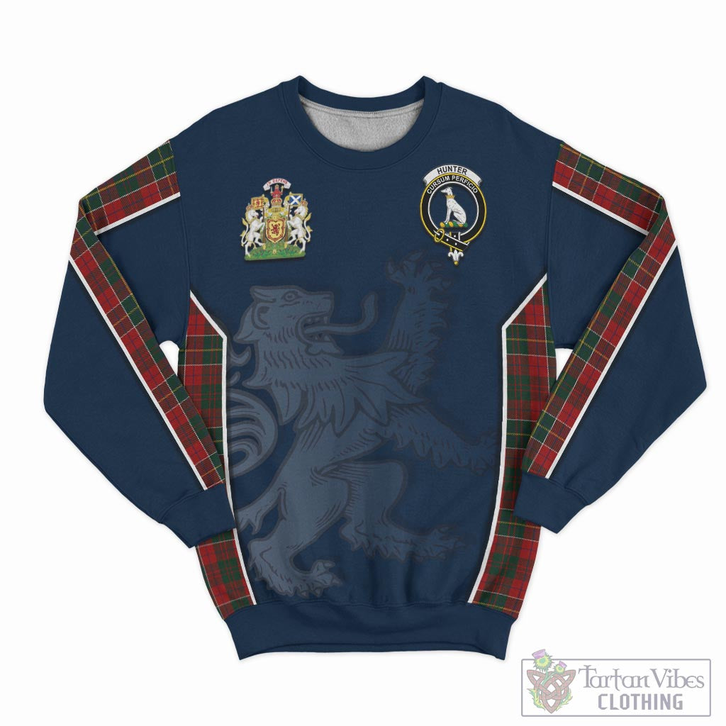 Tartan Vibes Clothing Hunter USA Tartan Sweater with Family Crest and Lion Rampant Vibes Sport Style