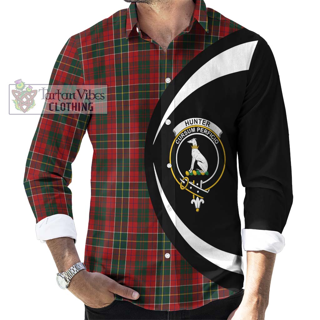 Hunter USA Tartan Long Sleeve Button Up with Family Crest Circle Style - Tartan Vibes Clothing