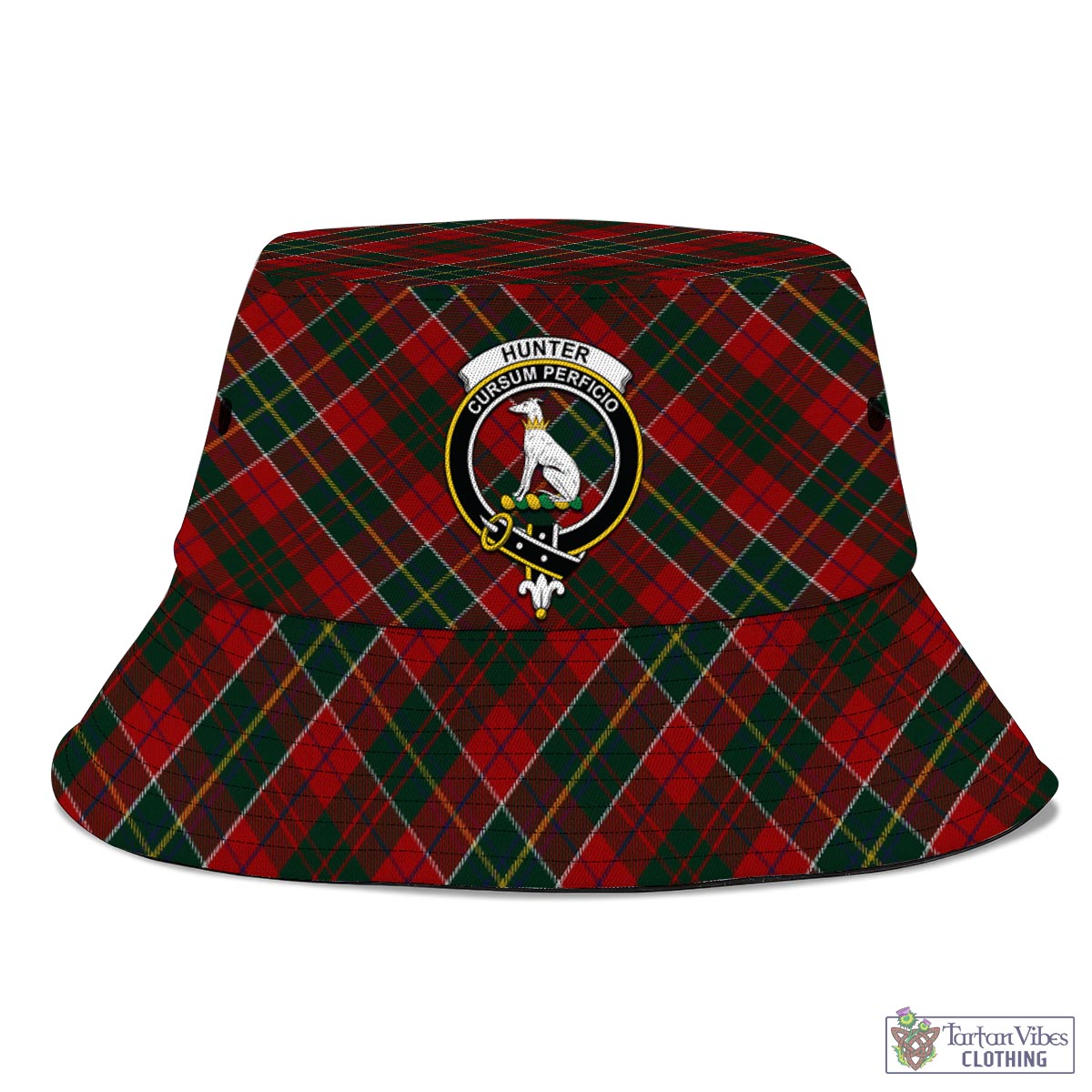 Tartan Vibes Clothing Hunter USA Tartan Bucket Hat with Family Crest