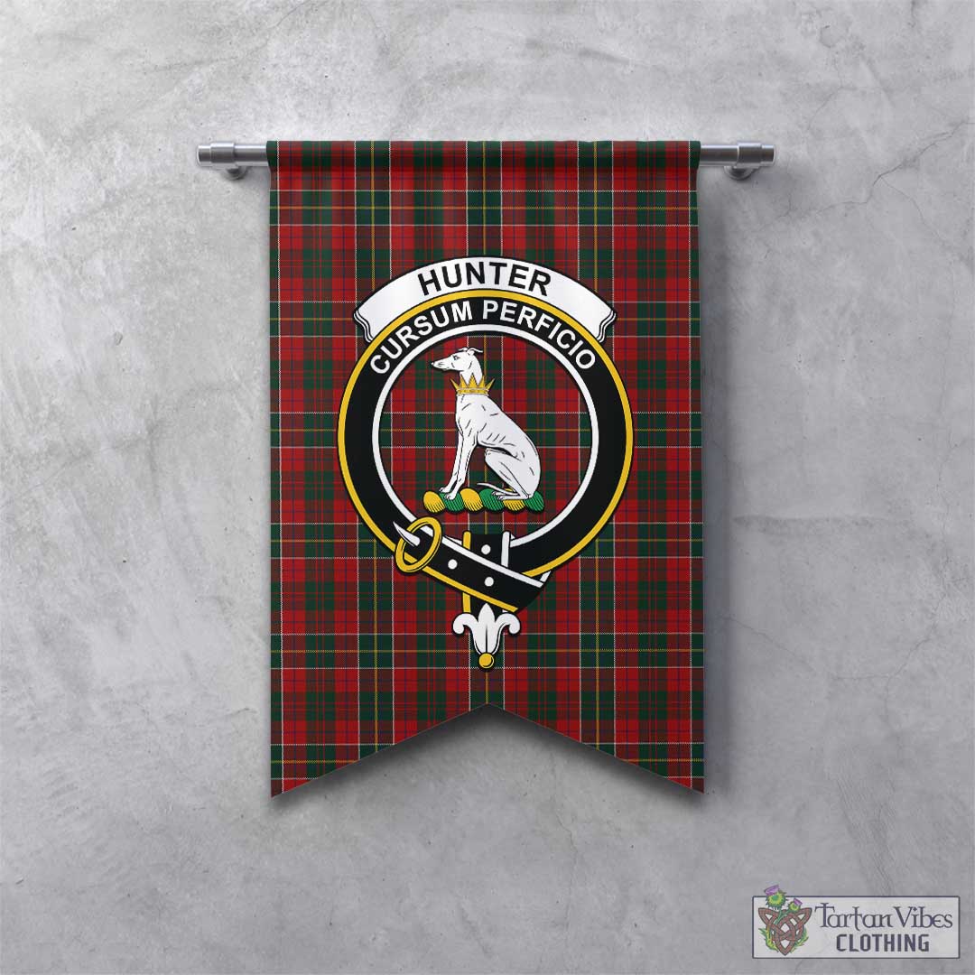 Tartan Vibes Clothing Hunter USA Tartan Gonfalon, Tartan Banner with Family Crest