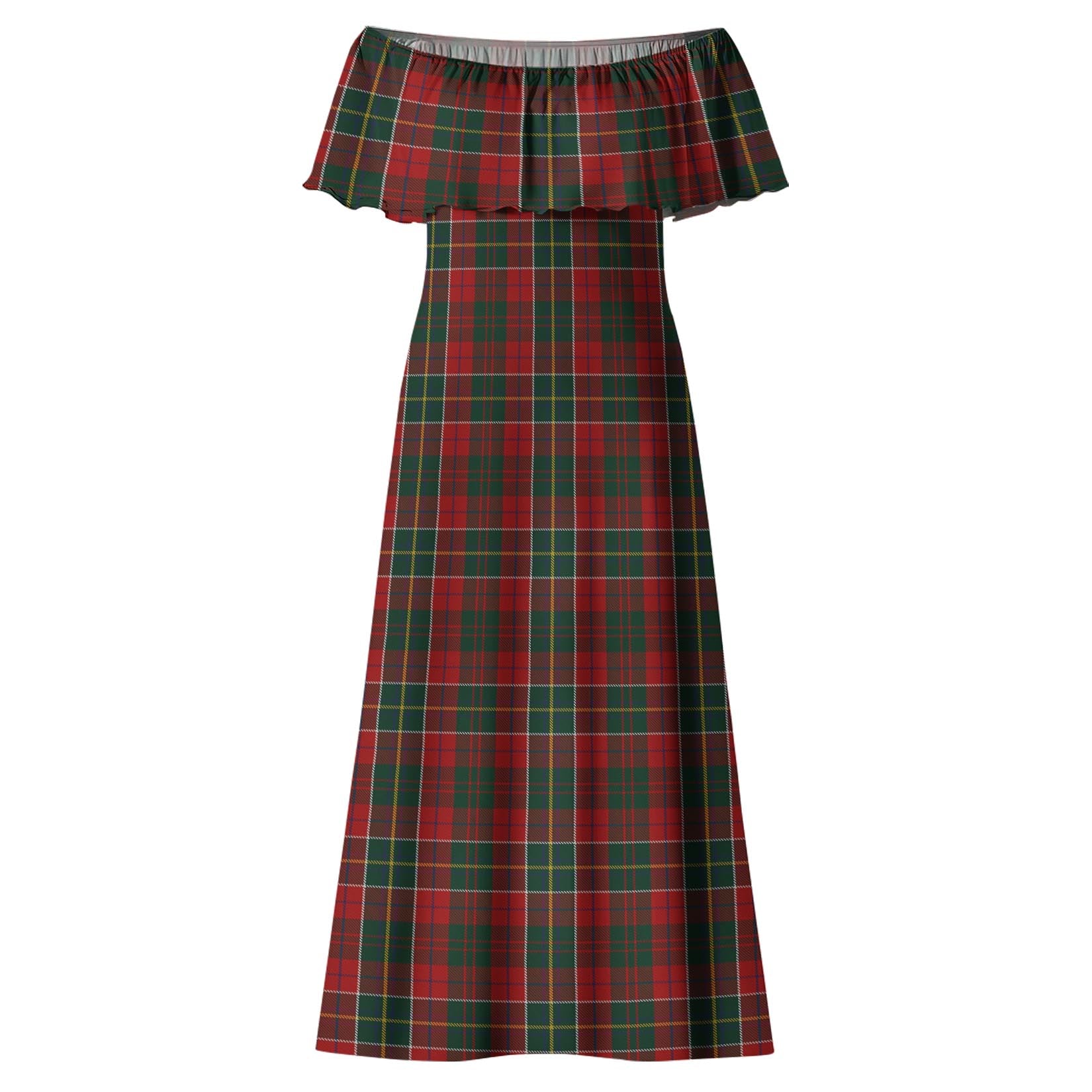 Hunter USA Tartan Off Shoulder Long Dress - Tartanvibesclothing