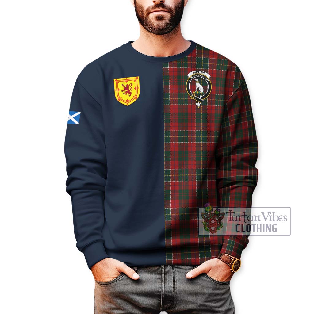 Tartan Vibes Clothing Hunter USA Tartan Sweatshirt with Scottish Lion Royal Arm Half Style