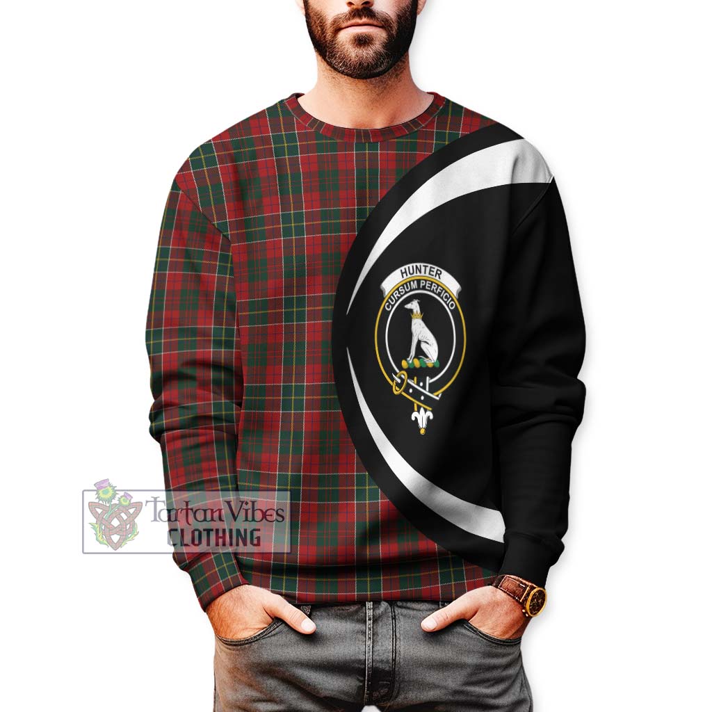 Hunter USA Tartan Sweatshirt with Family Crest Circle Style - Tartan Vibes Clothing