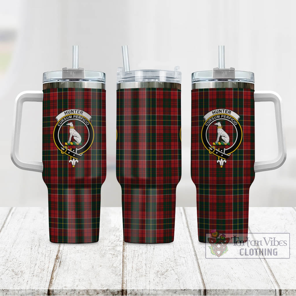 Tartan Vibes Clothing Hunter USA Tartan and Family Crest Tumbler with Handle