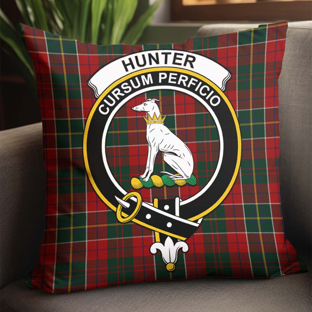 Hunter USA Tartan Pillow Cover with Family Crest - Tartanvibesclothing