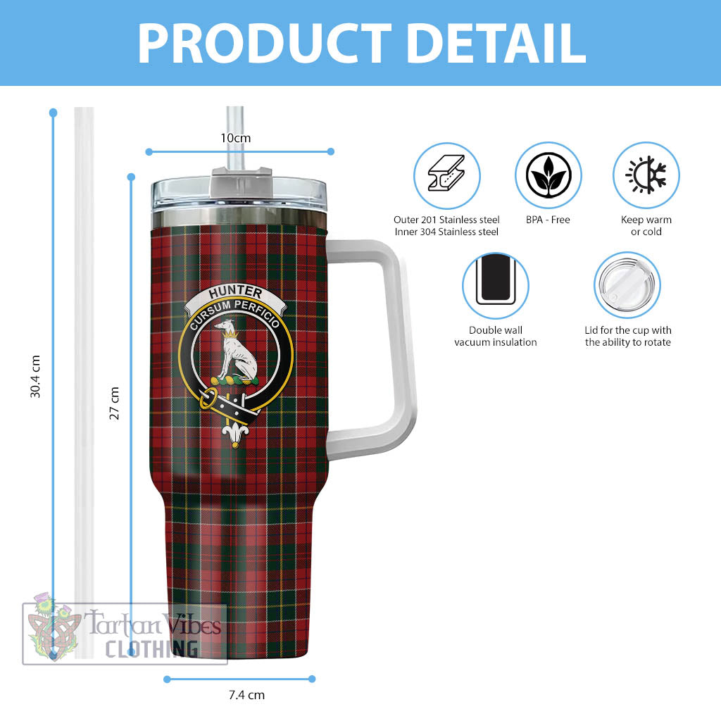 Tartan Vibes Clothing Hunter USA Tartan and Family Crest Tumbler with Handle