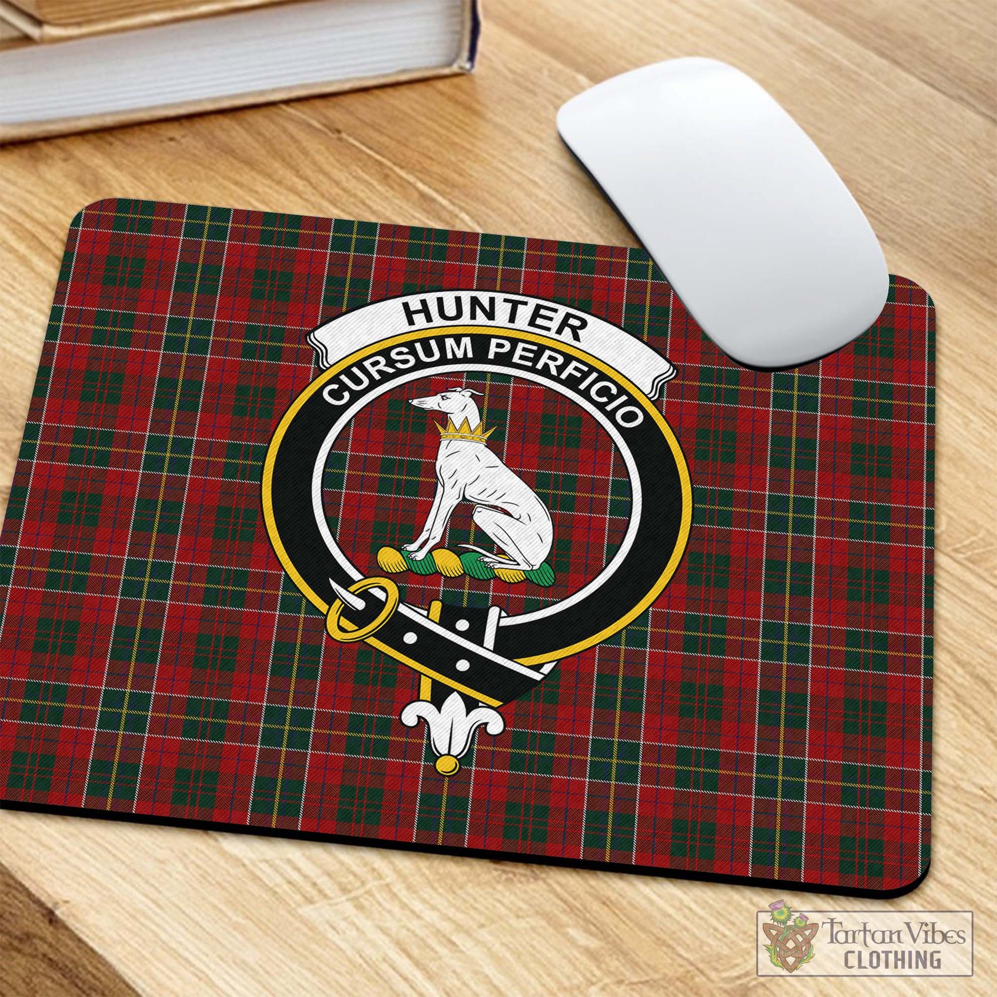 Tartan Vibes Clothing Hunter USA Tartan Mouse Pad with Family Crest