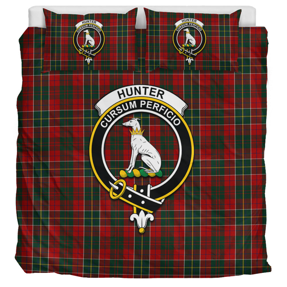 Hunter USA Tartan Bedding Set with Family Crest UK Bedding Set UK Super King 104*94 inch - Tartan Vibes Clothing