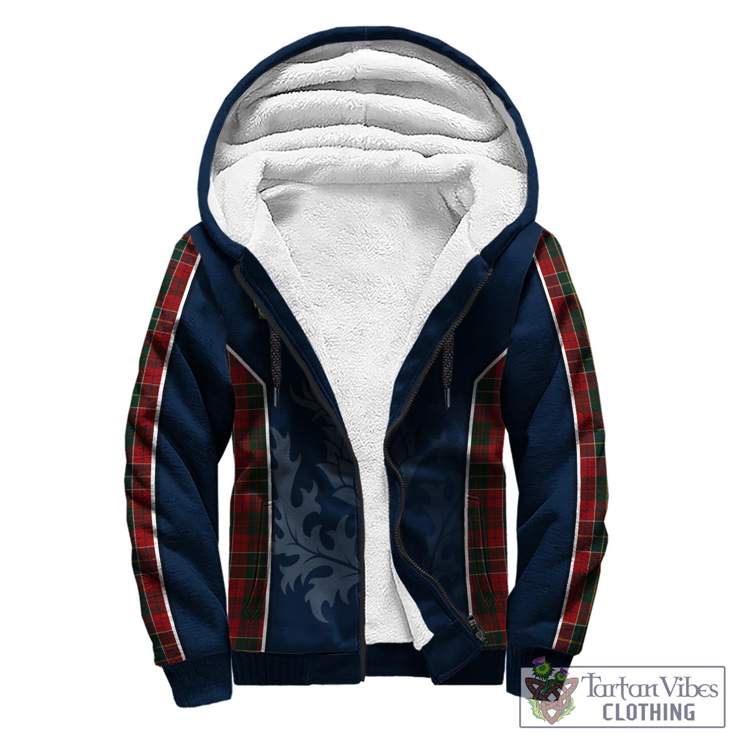 Tartan Vibes Clothing Hunter USA Tartan Sherpa Hoodie with Family Crest and Scottish Thistle Vibes Sport Style