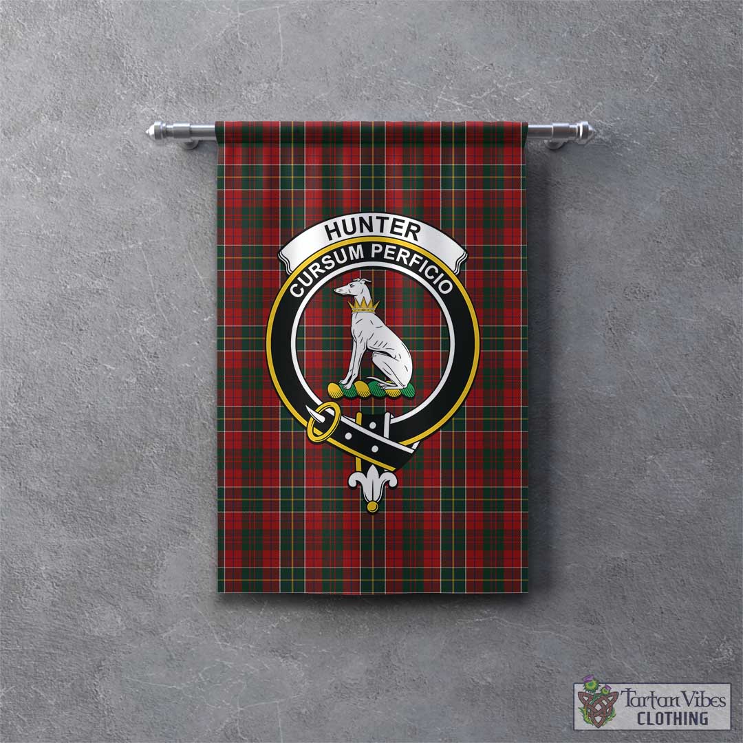 Tartan Vibes Clothing Hunter USA Tartan Gonfalon, Tartan Banner with Family Crest