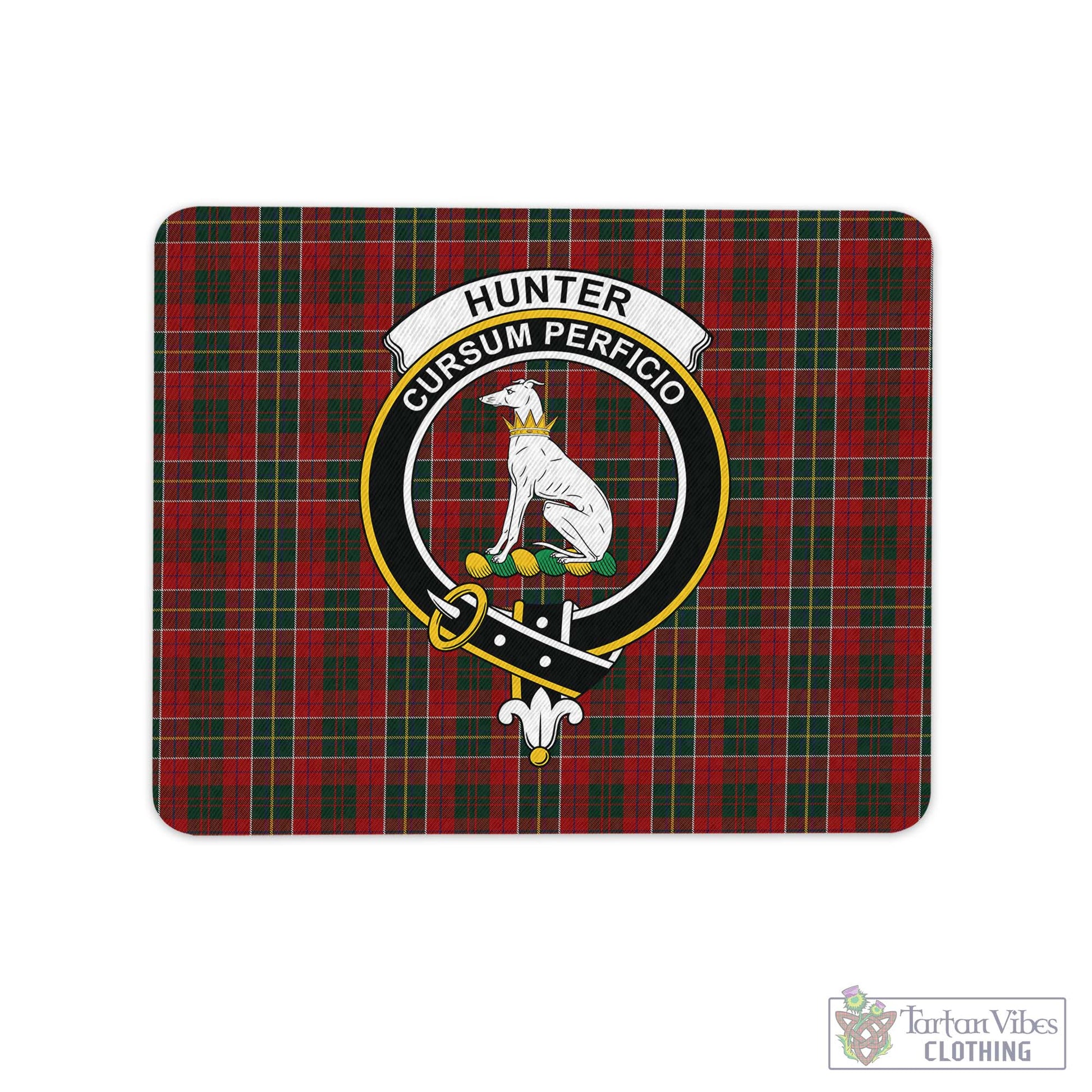 Tartan Vibes Clothing Hunter USA Tartan Mouse Pad with Family Crest