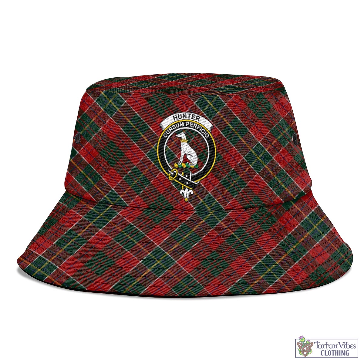 Tartan Vibes Clothing Hunter USA Tartan Bucket Hat with Family Crest