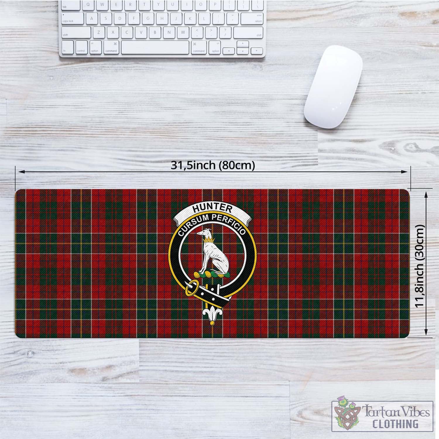 Tartan Vibes Clothing Hunter USA Tartan Mouse Pad with Family Crest