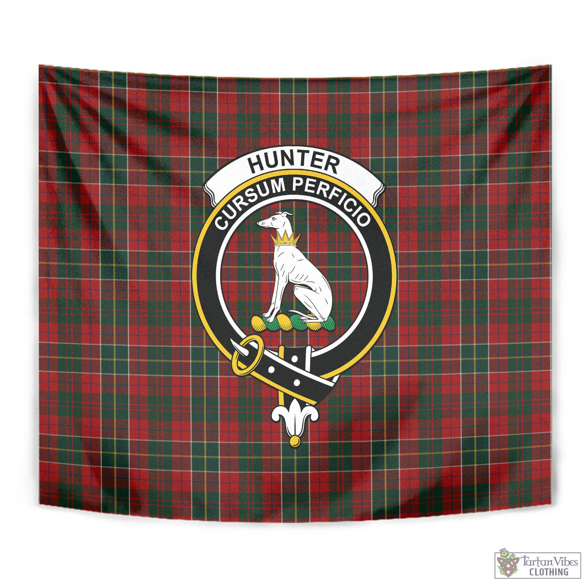 Tartan Vibes Clothing Hunter USA Tartan Tapestry Wall Hanging and Home Decor for Room with Family Crest