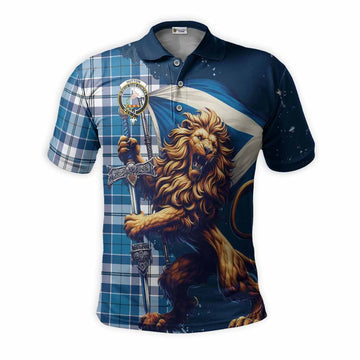 Hutton Tartan Family Crest Men's Polo Shirt with Scottish Majestic Lion Kid - Tartan Vibes Clothing