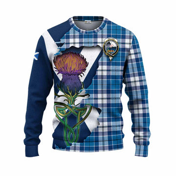 Hutton Tartan Family Crest Knitted Sweater Scottish Thistle Celtic Inspired Unisex - Tartan Vibes Clothing