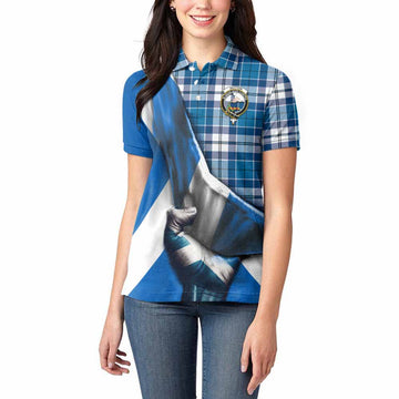 Hutton Tartan Women's Polo Shirt with Family Crest Scotland Patriotic Style