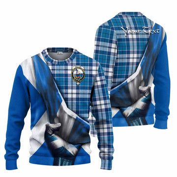 Hutton Tartan Knitted Sweater with Family Crest Scotland Patriotic Style Unisex - Tartan Vibes Clothing
