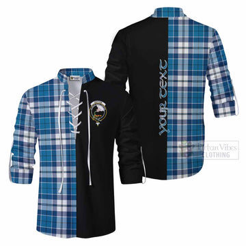 Hutton Tartan Ghillie Kilt Shirt with Family Crest and Half Of Me Style Men - Tartan Vibes Clothing