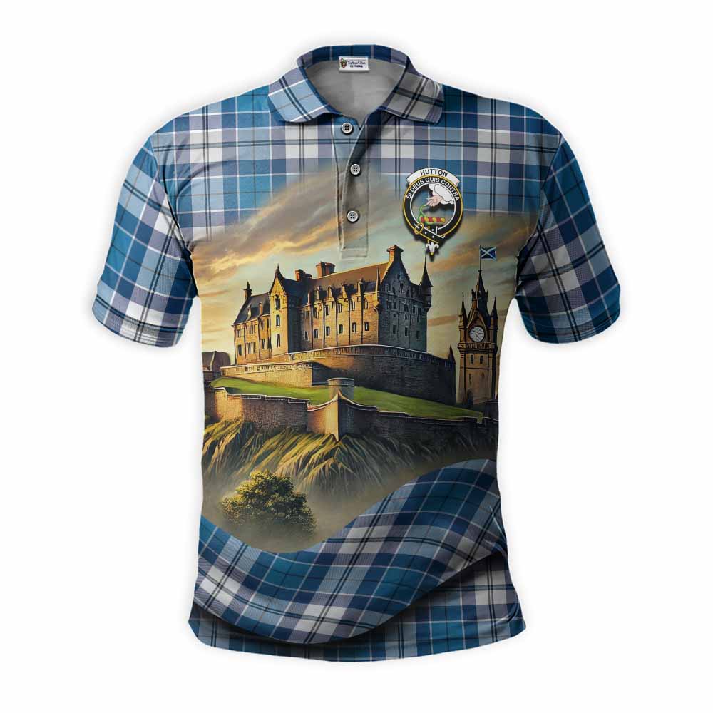 Hutton Tartan Family Crest Polo Shirt with Scottish Ancient Castle Style Kid - Tartan Vibes Clothing