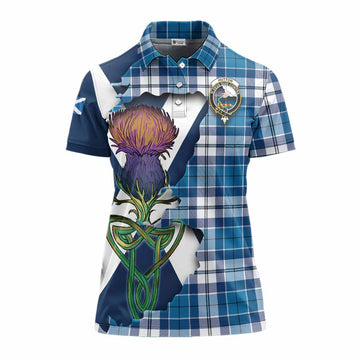 Hutton Tartan Family Crest Women's Polo Shirt Scottish Thistle Celtic Inspired Women - Tartan Vibes Clothing