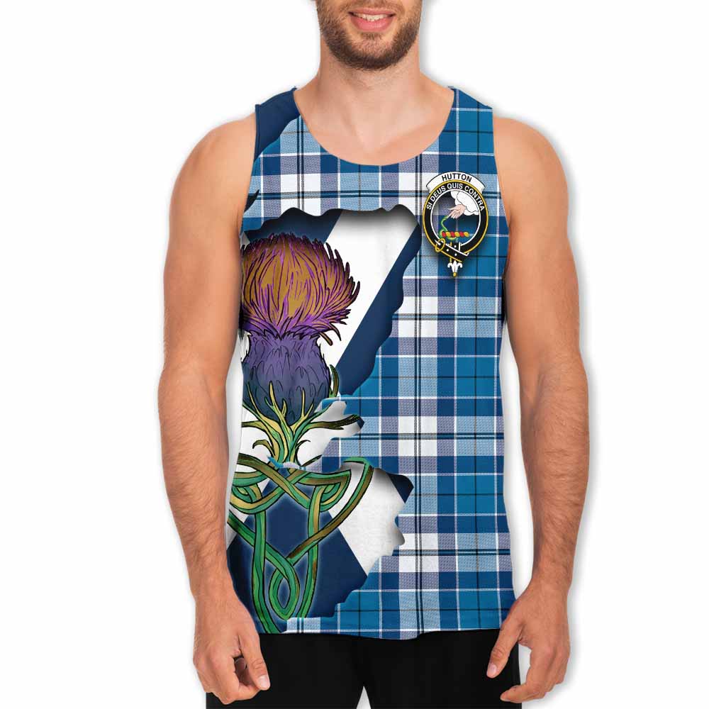 Hutton Tartan Family Crest Men's Tank Top Scottish Thistle Celtic Inspired Men - Tartan Vibes Clothing