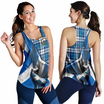 Hutton Tartan Women's Racerback Tanks with Family Crest Scotland Patriotic Style