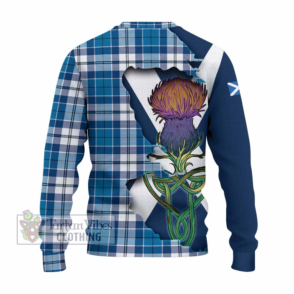 Hutton Tartan Family Crest Knitted Sweater Scottish Thistle Celtic Inspired - Tartan Vibes Clothing