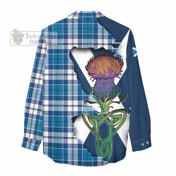 Hutton Tartan Family Crest Women's Casual Shirt Scottish Thistle Celtic Inspired - Tartan Vibes Clothing