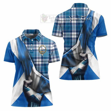 Hutton Tartan Women's Polo Shirt with Family Crest Scotland Patriotic Style