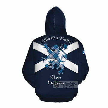 Hutton Tartan Lion Rampant Cotton Hoodie Proudly Display Your Heritage with Alba Gu Brath and Clan Name Pullover Hoodie - Tartan Vibes Clothing