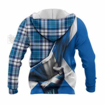 Hutton Tartan Knitted Hoodie with Family Crest Scotland Patriotic Style - Tartan Vibes Clothing