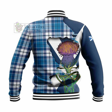 Hutton Tartan Family Crest Baseball Jacket Scottish Thistle Celtic Inspired - Tartan Vibes Clothing