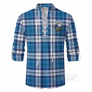 Hutton Tartan Ghillie Kilt Shirt with Family Crest DNA In Me Style - Tartan Vibes Clothing